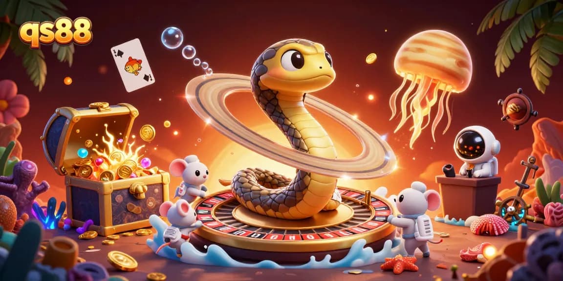 Experience the fast-paced excitement of qs88 with playful astronaut mice betting on a roulette wheel.