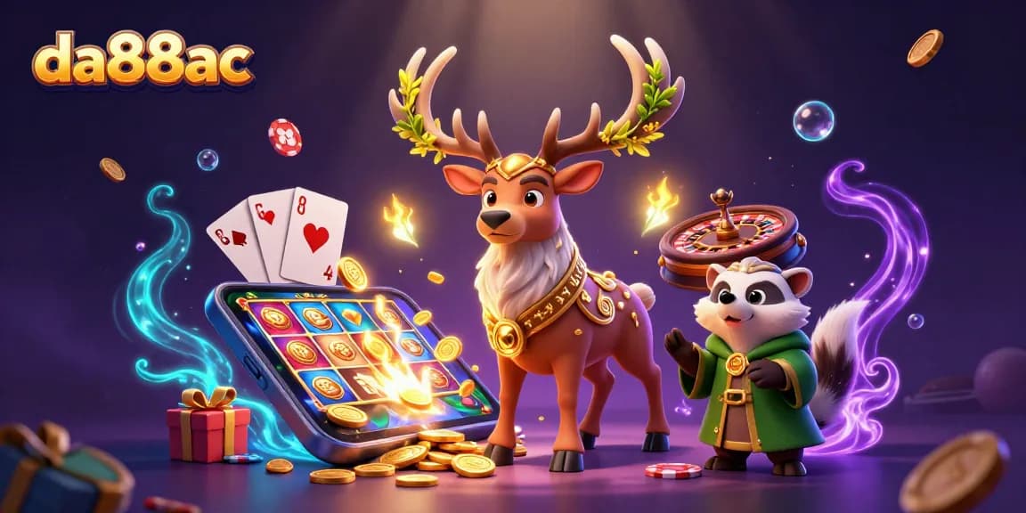 Engage with exciting games at da88ac featuring colorful slots and magical elements in a captivating scene.