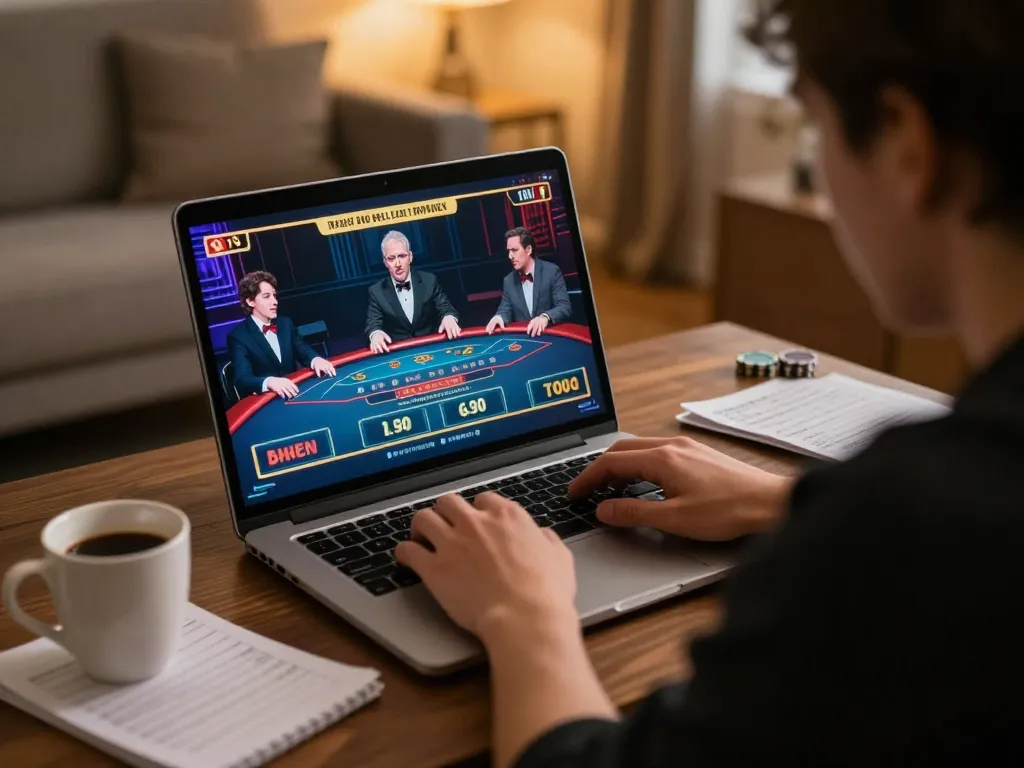 Player enjoying live dealer gaming on 99ok from the comfort of home, combining convenience and excitement