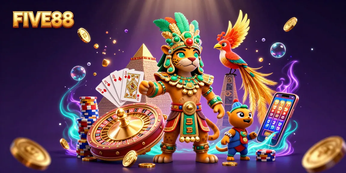Experience the excitement of FIVE88 with dazzling games, golden coins, and magical winnings!