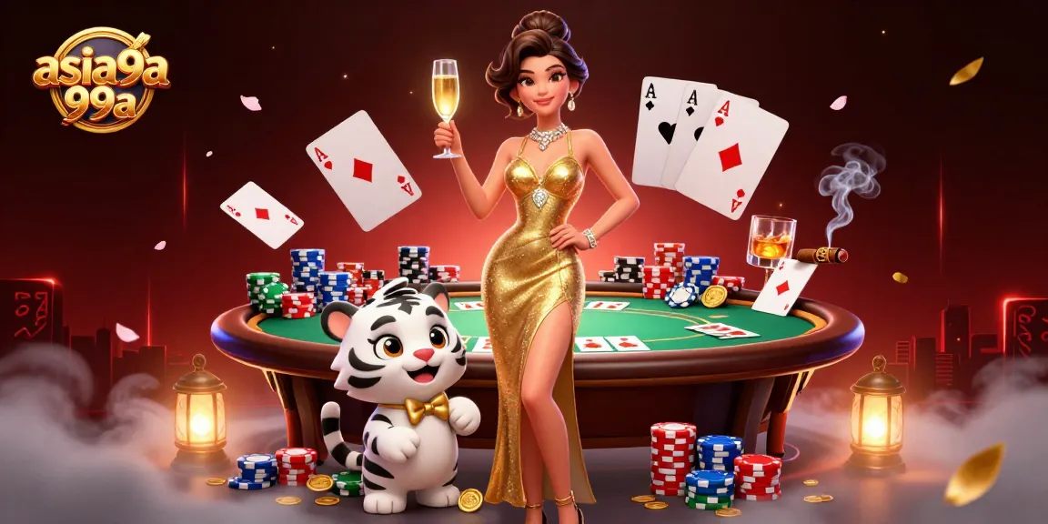 Join the thrilling excitement of asia99a with a glamorous woman and a lucky tiger cub.