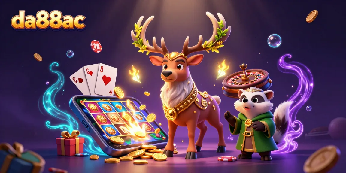 Engage with exciting games at da88ac featuring colorful slots and magical elements in a captivating scene.