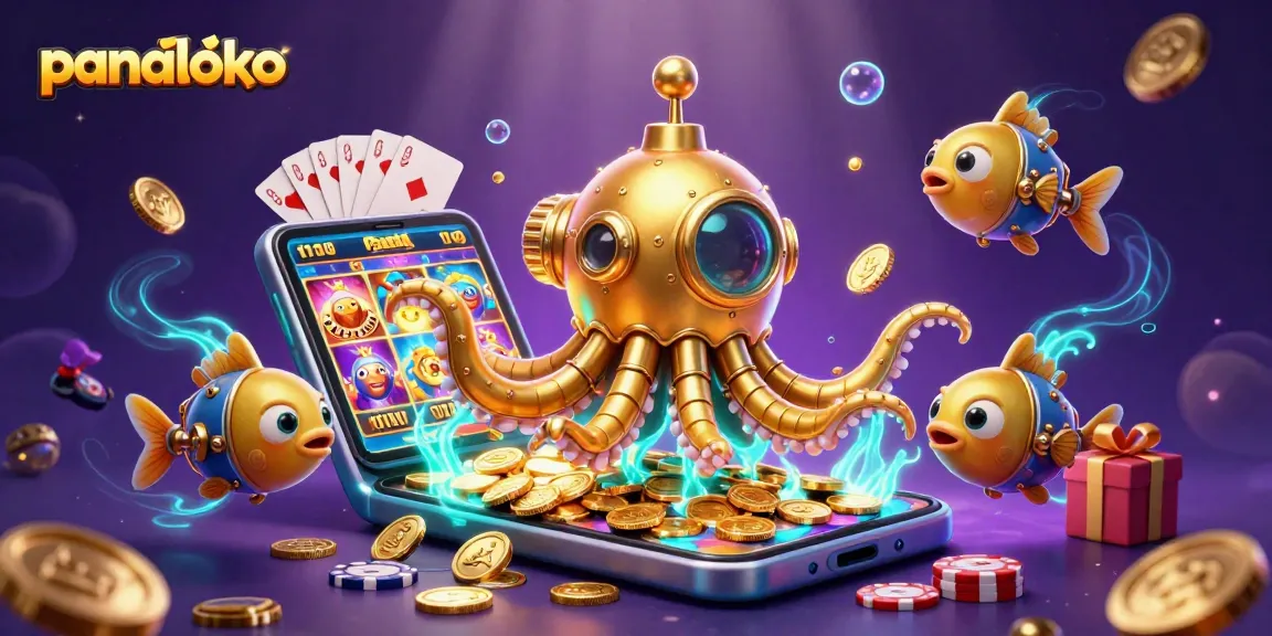 Panaloko showcases an exciting underwater casino world, featuring a kraken and mechanical fish through golden coins.