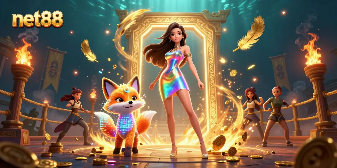 Place bets and win big at net88, a vibrant casino experience featuring dazzling characters.