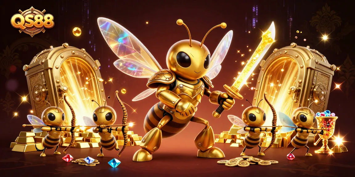 Engage in thrilling gambling with QS88, showcasing golden treasures and dynamic gameplay elements.