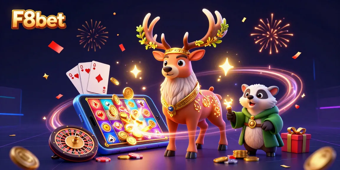 Experience thrilling gameplay with F8bet's vibrant 3D illustration of casino characters and games.