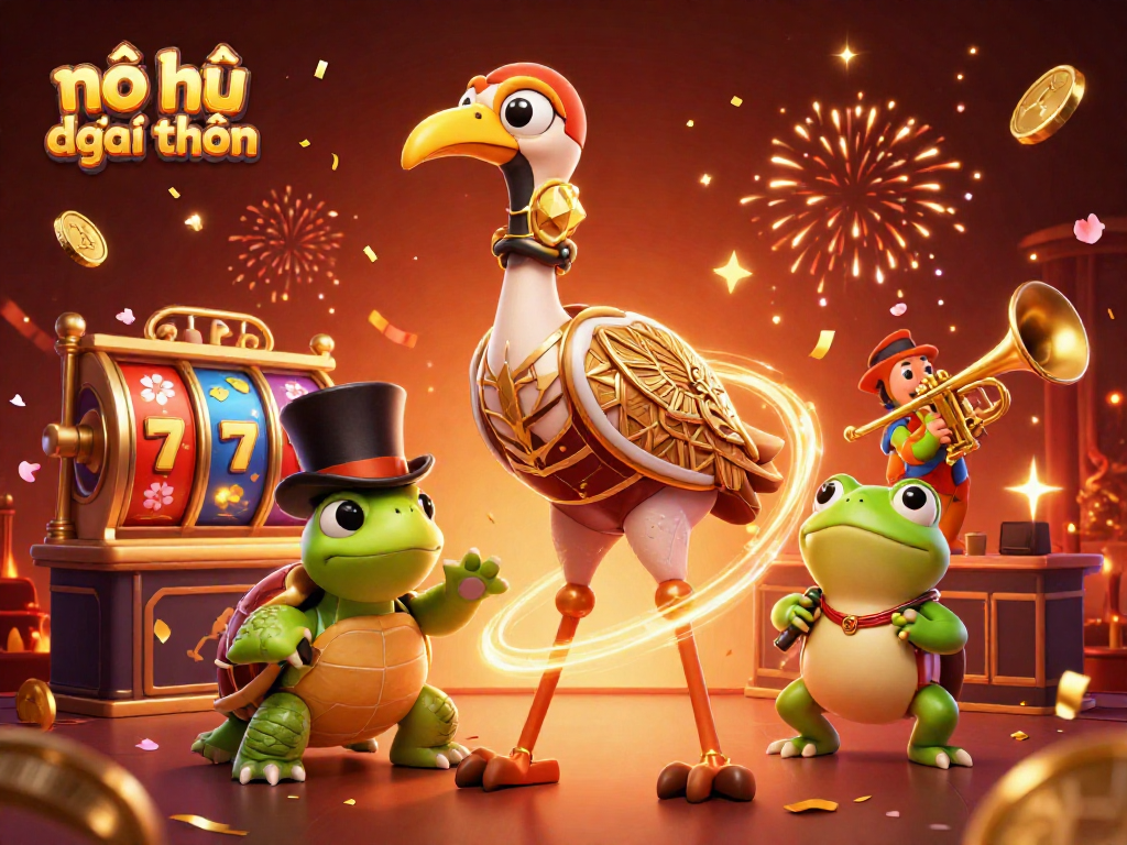 Experience nổ hũ đổi thưởng excitement with vibrant slot reels and lucky symbols in a dynamic casino scene.