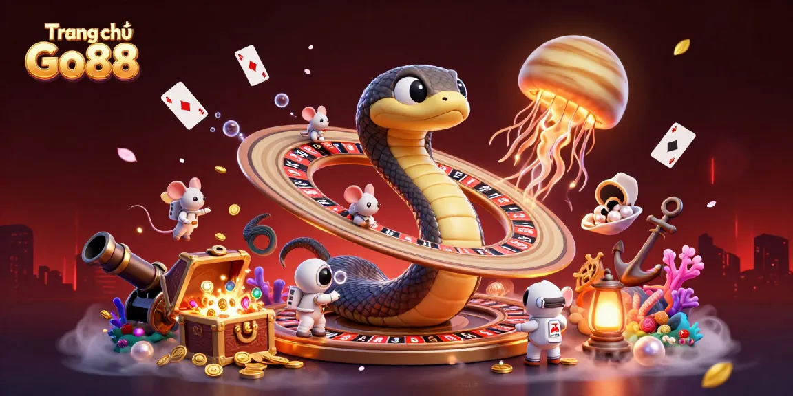 Win big at Trang chủ Go88 with this vibrant, immersive casino scene depicting a thrilling cosmic gaming experience.