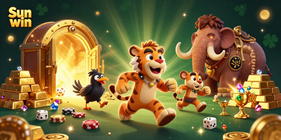 Join the adventure at Sun win casino with cavemen and a sabertooth tiger as they play exciting games!